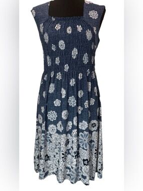 Perceptions New York Women's Sleeveless Blue & White Floral Dress, Size Small